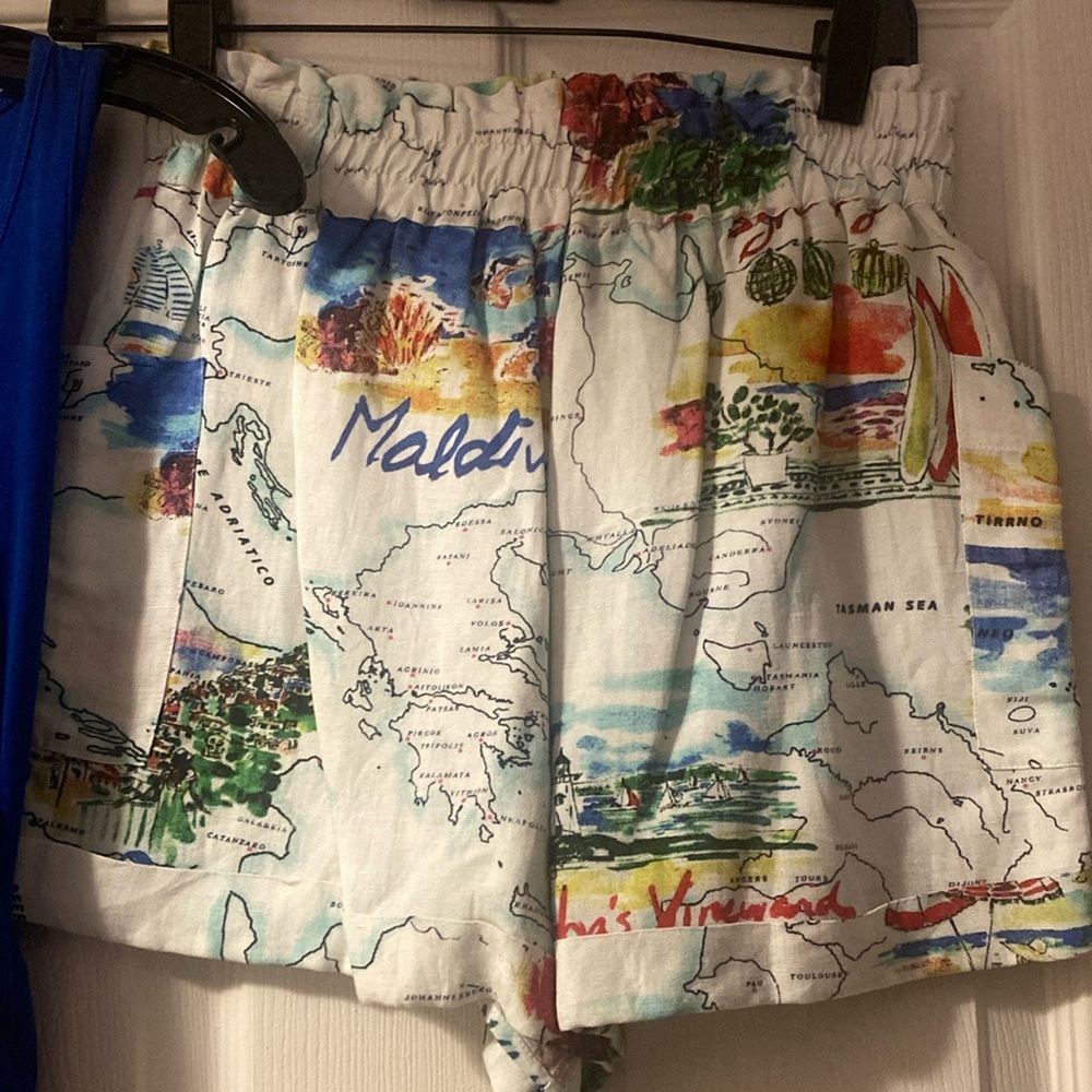 Show Me Your MuMu Multicolor Map Print High Waist Shorts